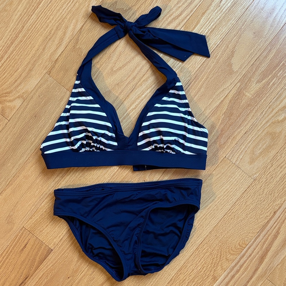 Draper James/Lands End Navy and White Bikini